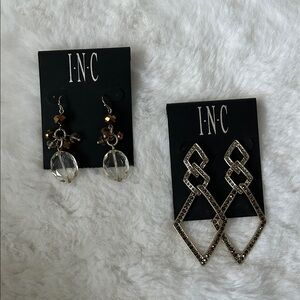 INC International Concepts Brown and Gold Earrings Set